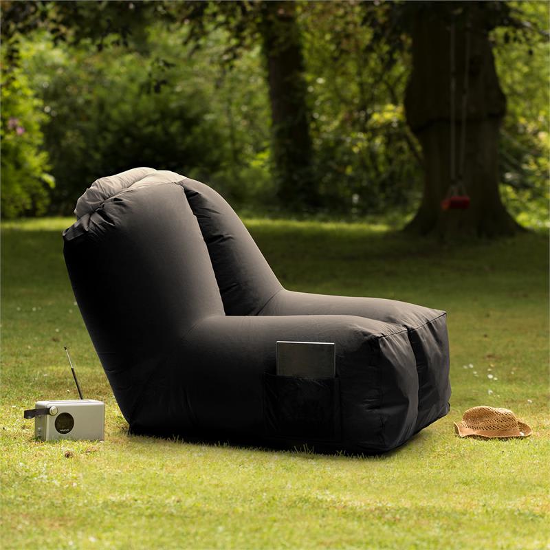 Blumfeldt Airchair, nafukovacie kreslo, 80 x 80 x 100 cm, ruksak, prateľné, polyester, čierne