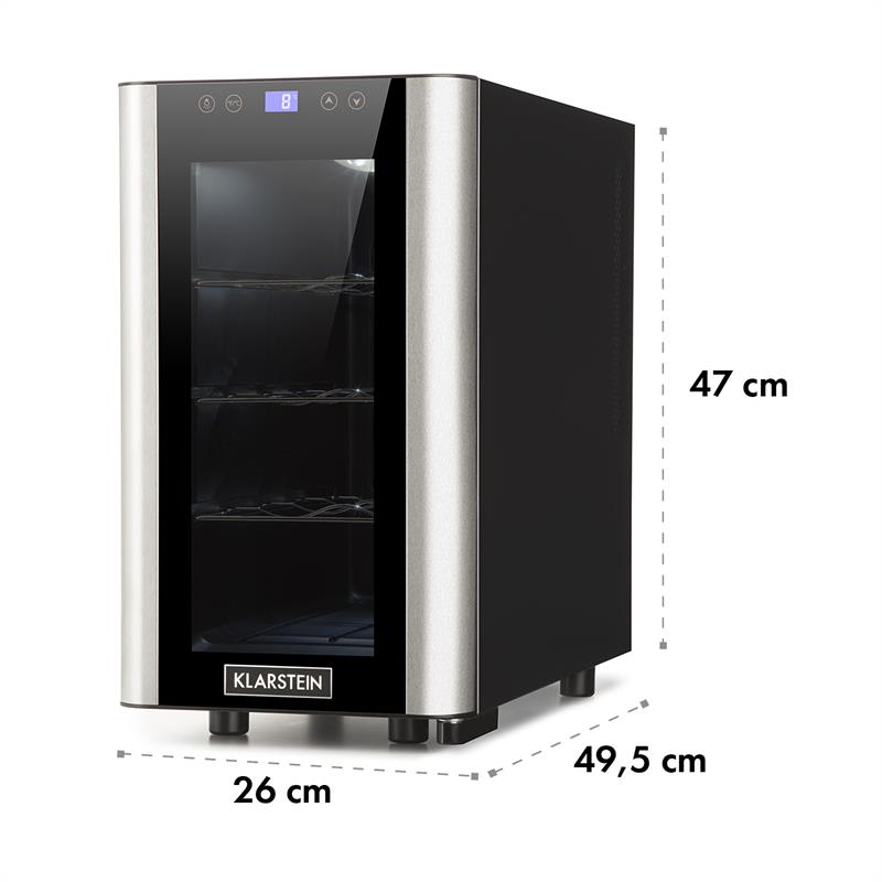 Chladnička na nápoje Klarstein Vinovista Picollo, 24 l/8 fliaš, LED, sklenené dvere, ušľachtilá oceľ – Obrázok 4