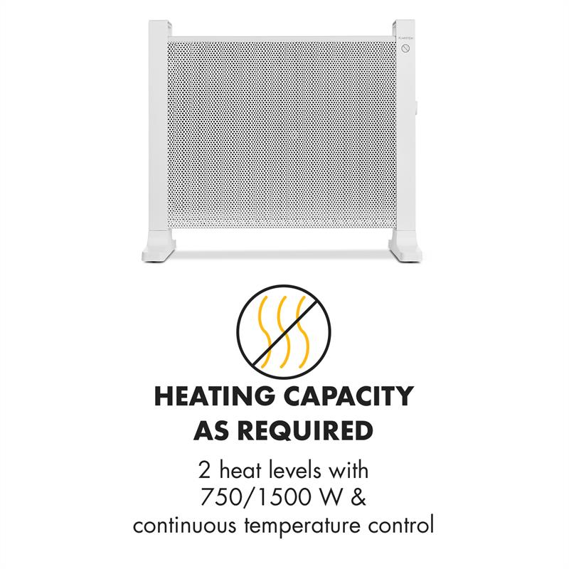 Klarstein HeatPal Mica15, elektrický ohrievač, 1500 W, 2 výkonnostné stupne, biely – Obrázok 2