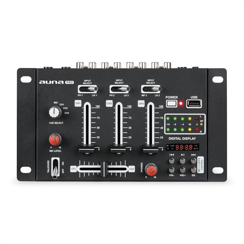 Auna Pro DJ-21 BT DJ-mixér mixážny pult, bluetooth, USB, čierna farba