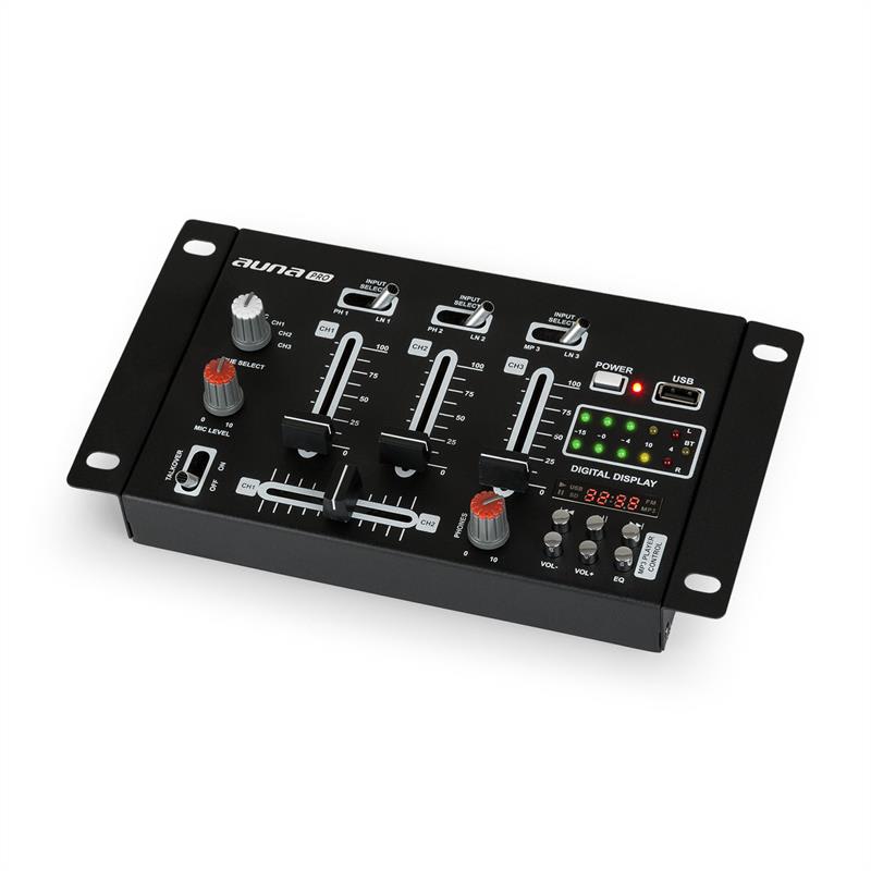 Auna Pro DJ-21 BT DJ-mixér mixážny pult, bluetooth, USB, čierna farba – Obrázok 4