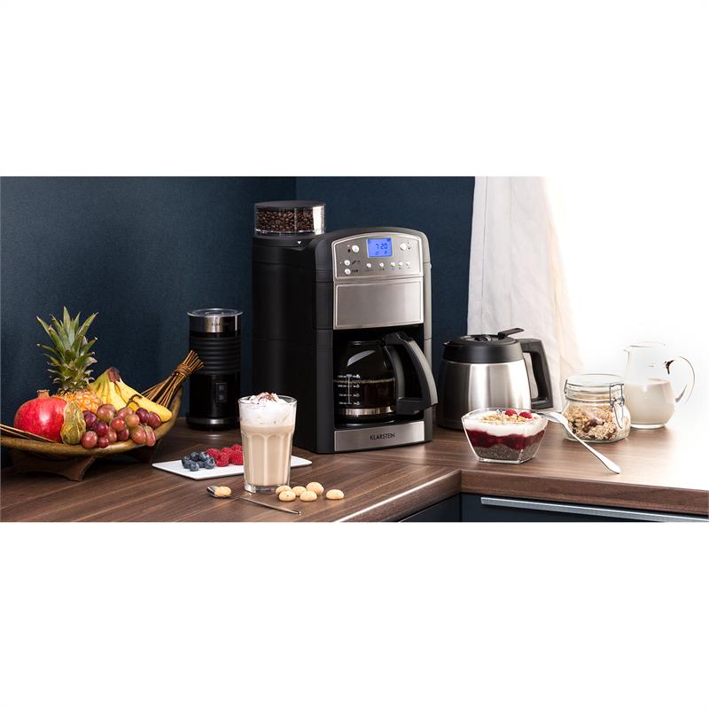 Klarstein Aromatica Set kávovar, mlynček, sklená kanvica/termoska, ušľachtilá oceľ