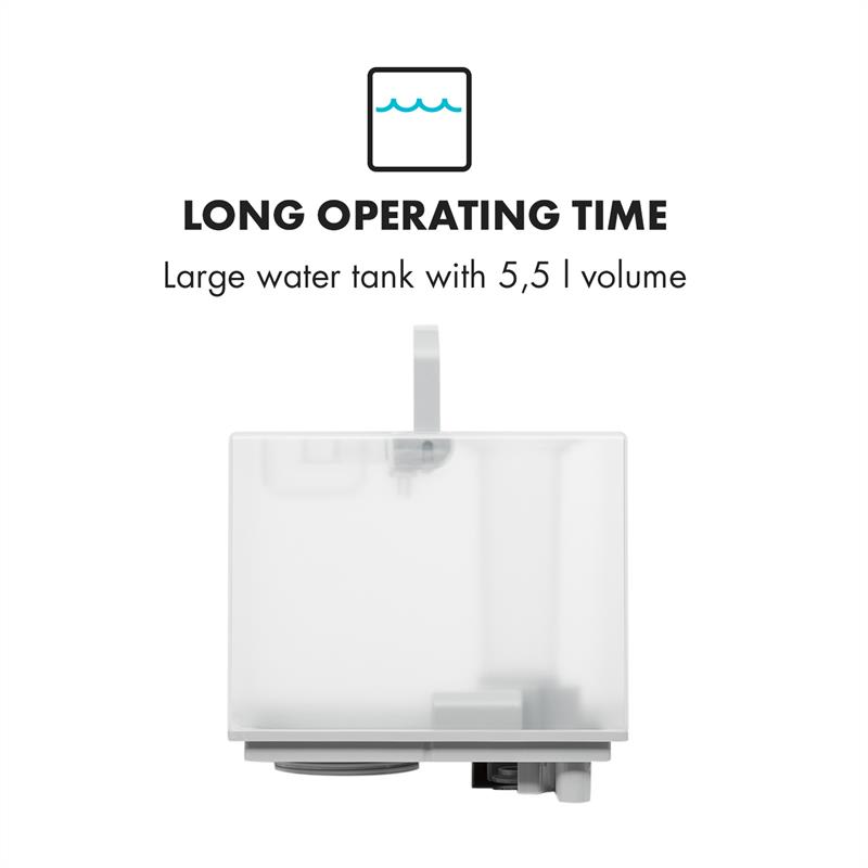 Klarstein Cubix, zvlhčovač vzduchu, ionizátor, 350 ml/h, 5.5 l nádrž, baby režim – Obrázok 4