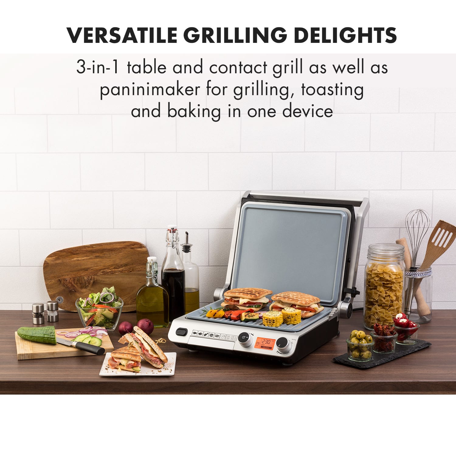 Klarstein Grand Gourmet Ceramic 3-v-1 kontaktný gril, 2000W, sklokeramika