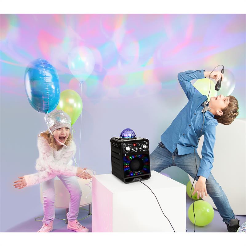 Auna Rockstar LED, karaoke systém, CD prehrávač, bluetooth, AUX, 2 x 6,3 mm, čierny