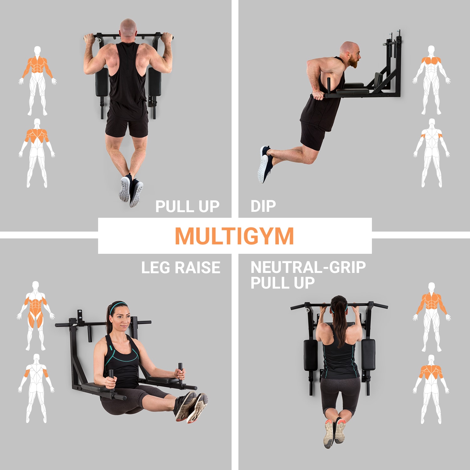 KLARFIT Bouncer, multifunkčné posilňovacie zariadenie, 200 kg, oceľ, čierne – Obrázok 3