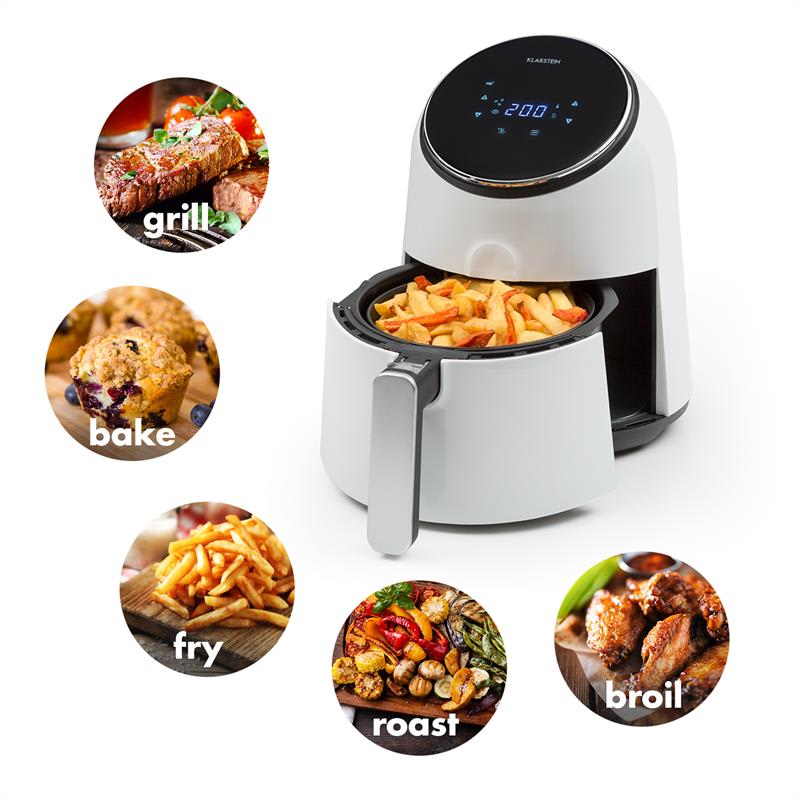 Klarstein AirVital, teplovzdušná fritéza, 1300 W, 2,5 l, nepriľnavý povrch CeraPlus, dotykové ovládanie, biela – Obrázok 2