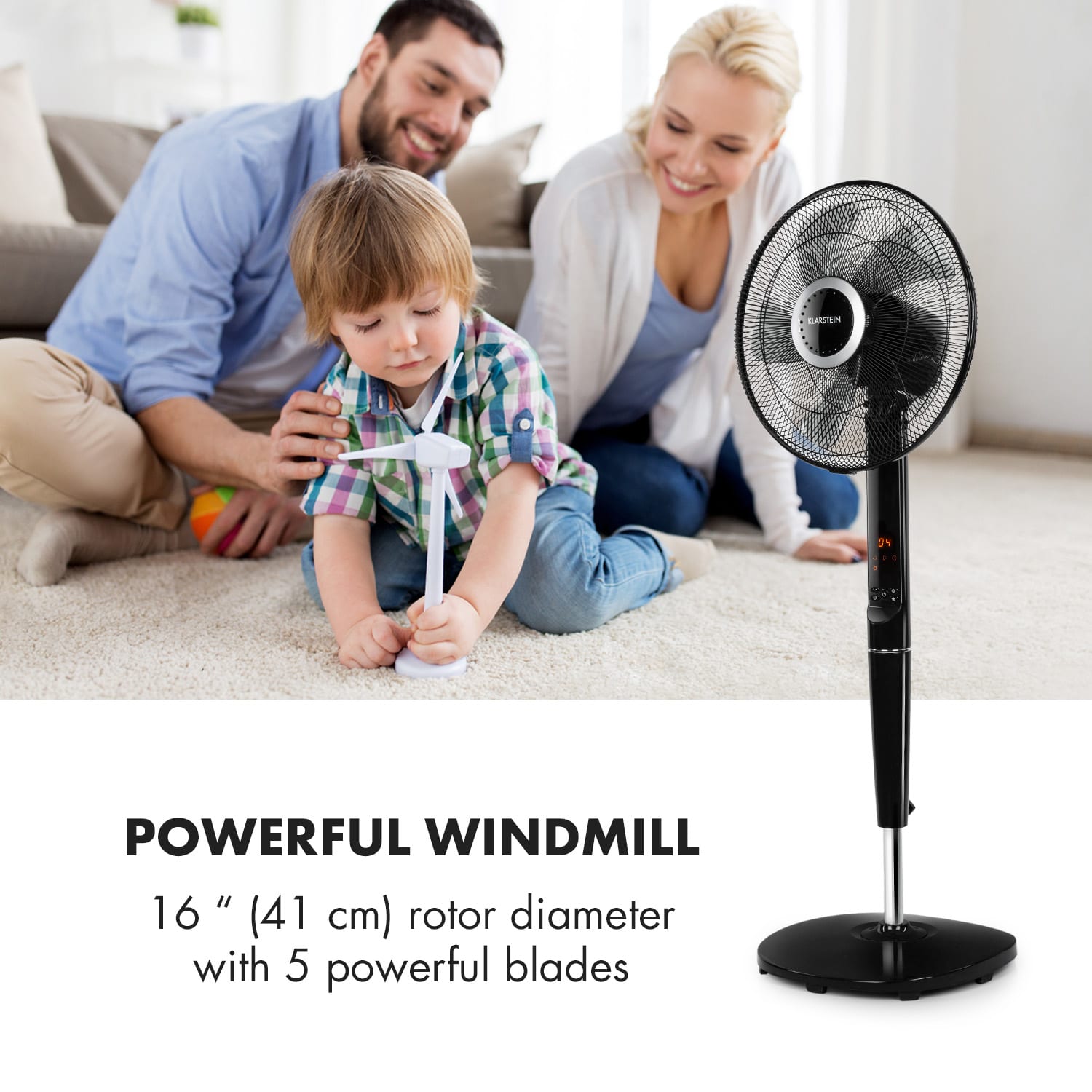 Klarstein Infinity Storm, stojanový ventilátor, 16" (40 cm), 55 W , 3 režimy, VarioFresh, čierny – Obrázok 4