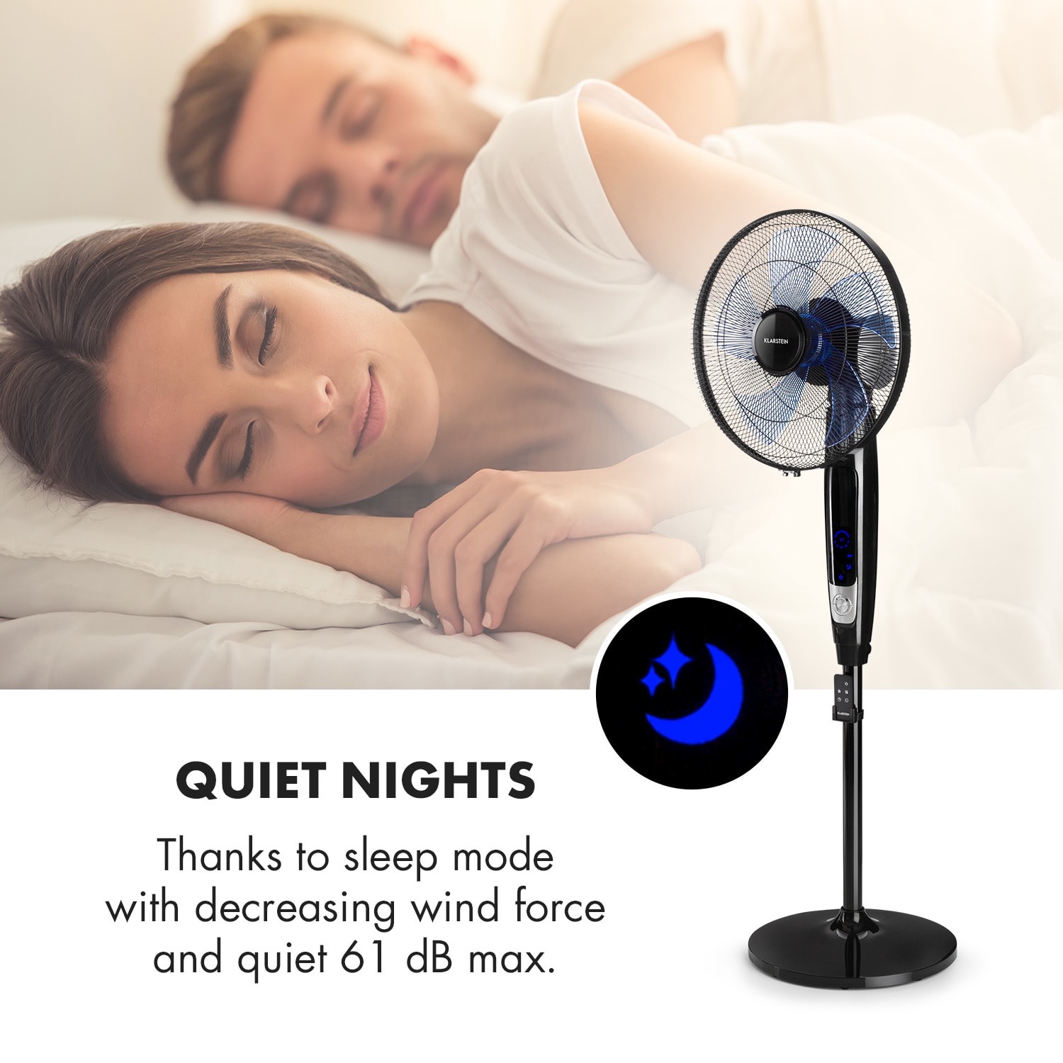 Klarstein Eye Of The Storm, stojanový ventilátor, 16", oscilácia 360°, 65 W, čierny – Obrázok 3