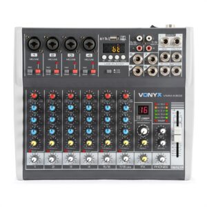 Vonyx VMM-K802, 8-kanálový mixér, USB port, BT prijímač, 16 DSP, +48 V phantom napájanie