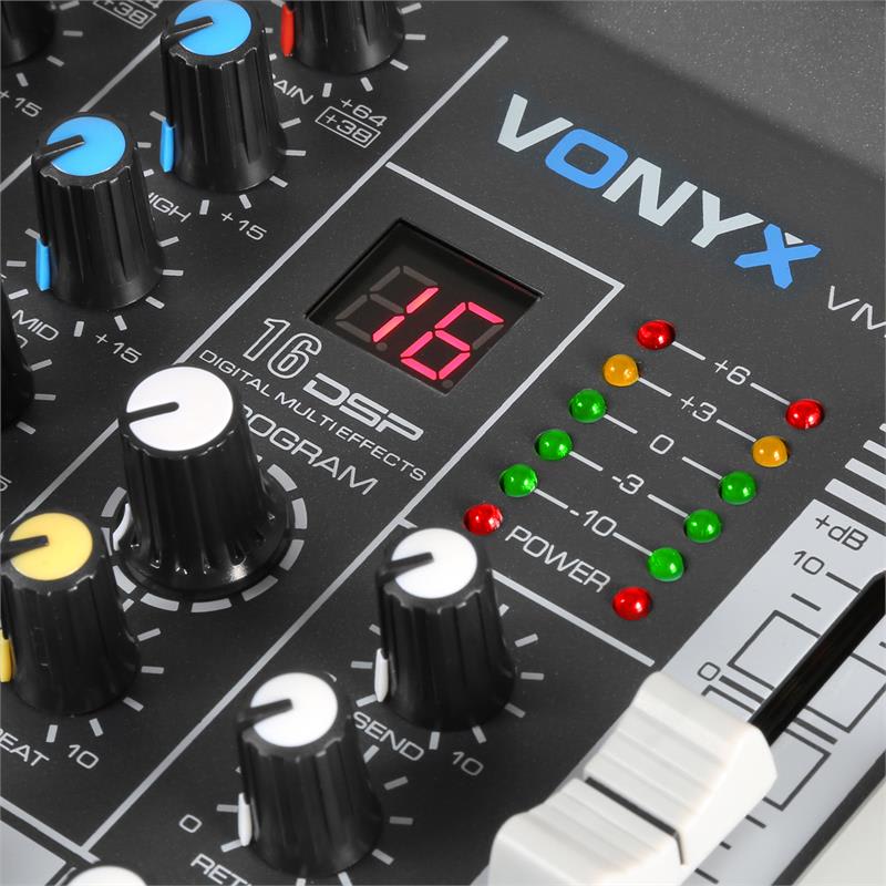 Vonyx VMM-K802, 8-kanálový mixér, USB port, BT prijímač, 16 DSP, +48 V phantom napájanie – Obrázok 2
