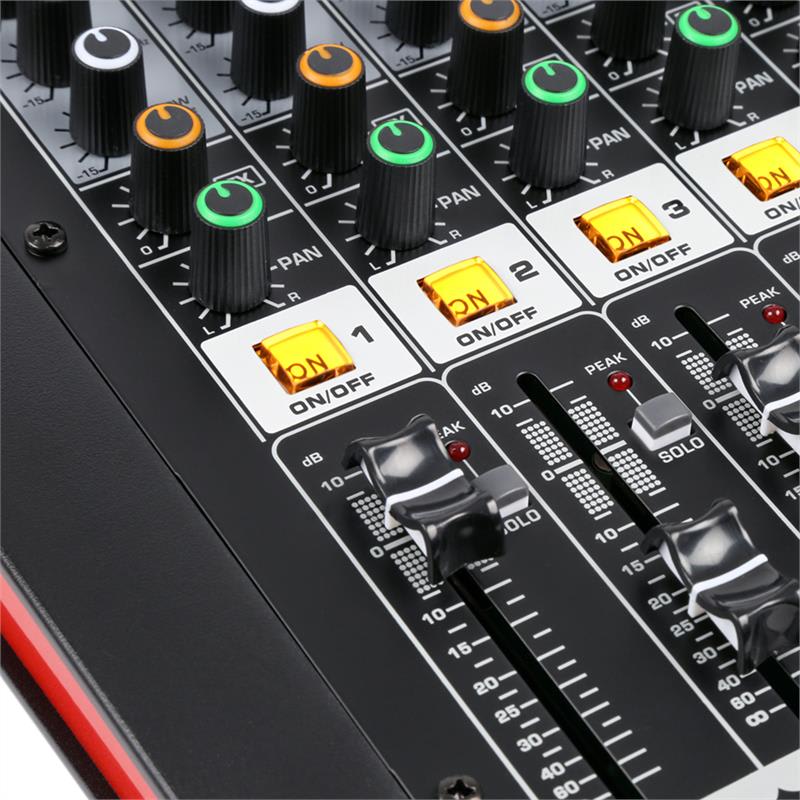 Power Dynamics PDM-M604A, mixážny pult, 6 mikrofónových vstupov, 24-bit multi-FX-procesor, USB prehrávač – Obrázok 3