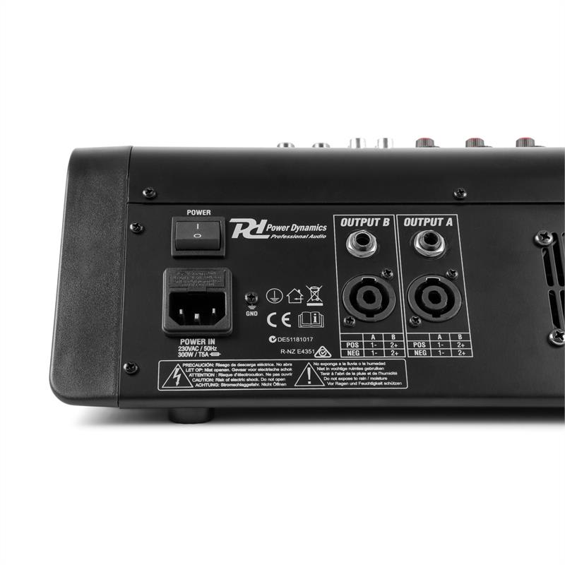 Power Dynamics PDM-M604A, mixážny pult, 6 mikrofónových vstupov, 24-bit multi-FX-procesor, USB prehrávač – Obrázok 4