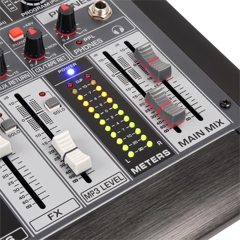 Power Dynamics PDM-S604, mixážny pult, 6-kanálový, DSP/MP3, USB port, bluetooth prijímač
