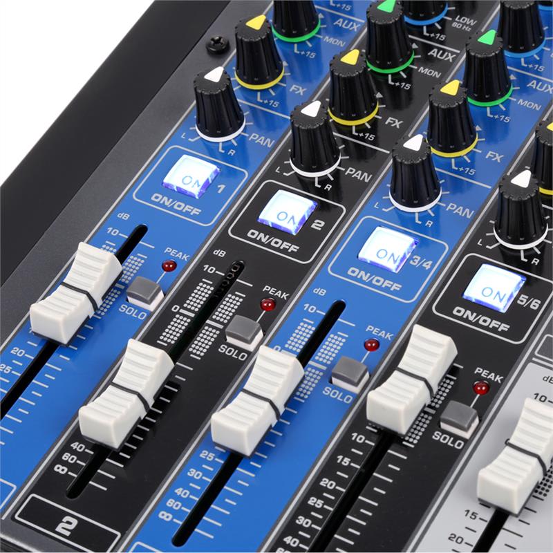 Power Dynamics PDM-S604, mixážny pult, 6-kanálový, DSP/MP3, USB port, bluetooth prijímač – Obrázok 2