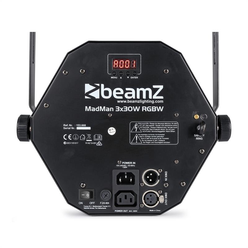 Beamz MadMan, LED reflektor, 132 RGB SMD LED svetiel, DMX alebo samostatný režim