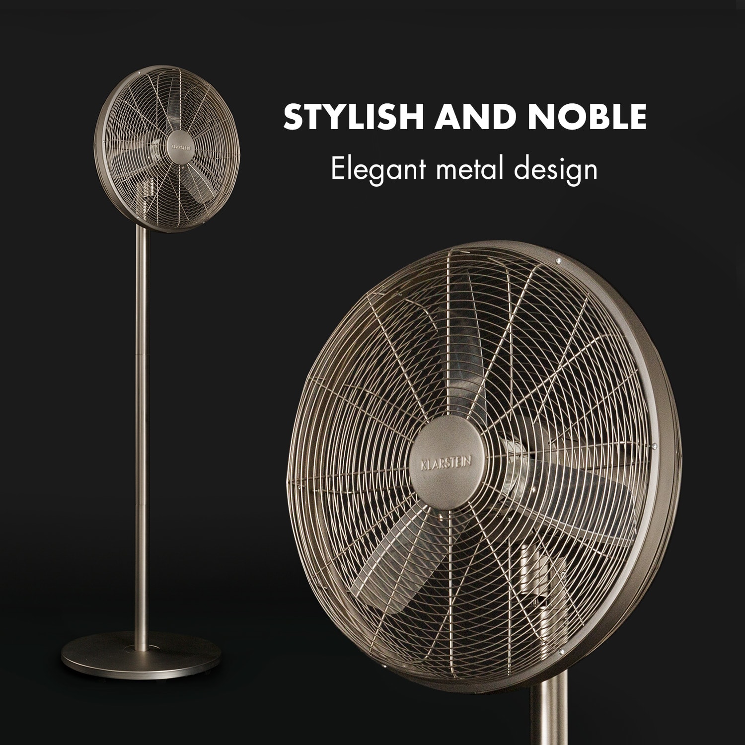 Klarstein Ethos High Performance, kovový stojanový ventilátor, 16" (40 cm), 3 režimy – Obrázok 2