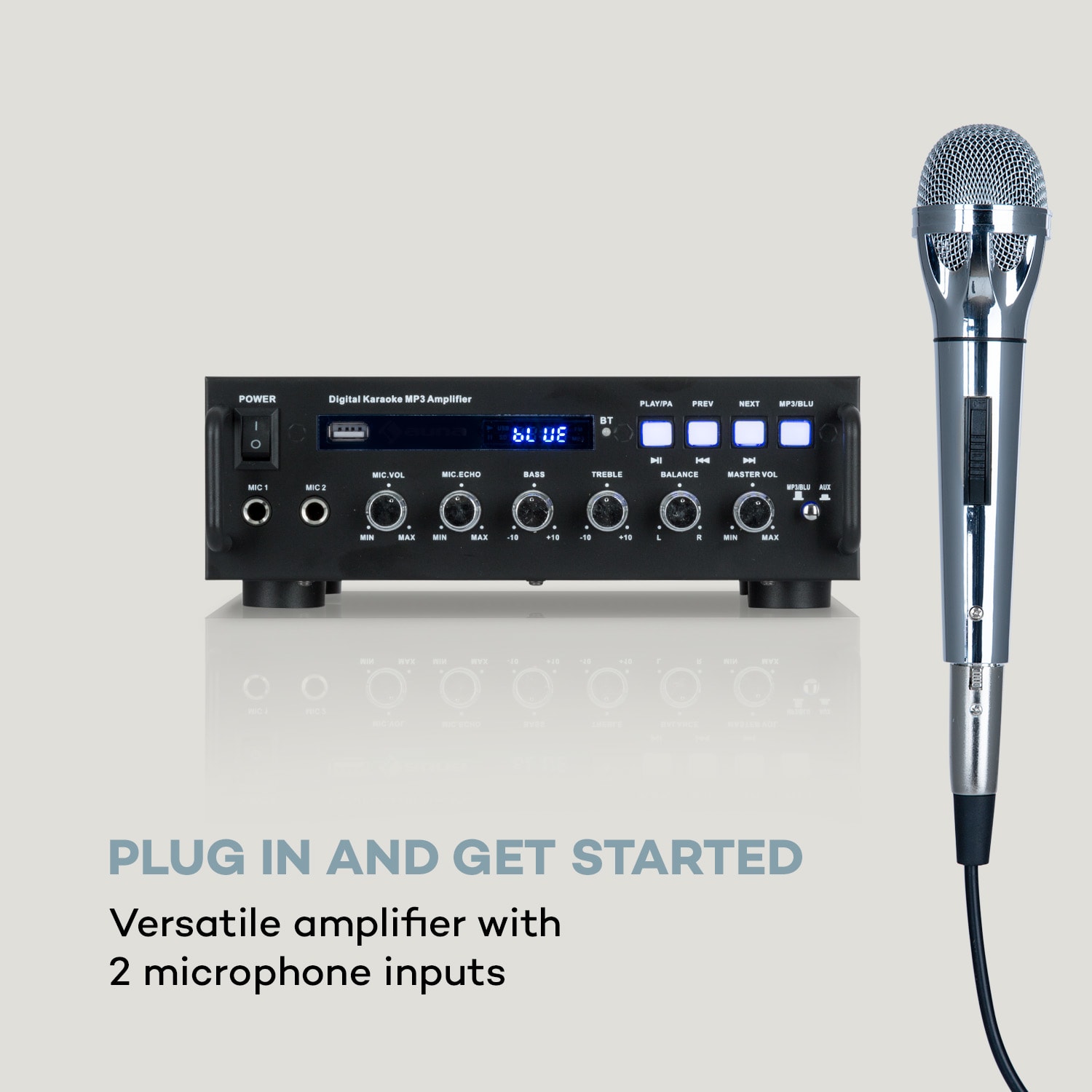 Auna Karaoke Star 3, karaoke sada, 2 x 45 W max., BT, USB port, linkový vstup, 2 x mikrofón – Obrázok 3
