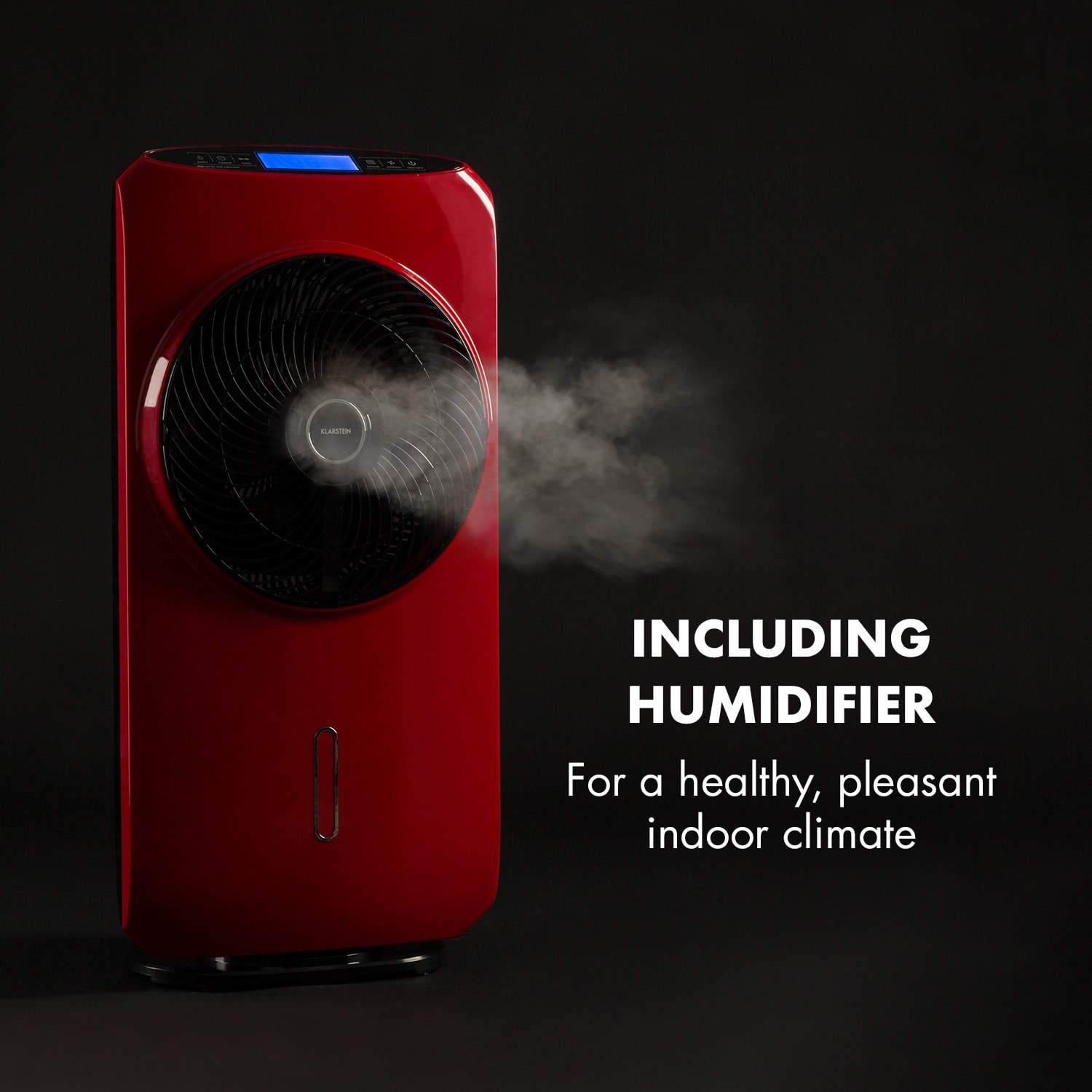 Klarstein Cool Tropic, stojanový ventilátor so zvlhčovačom vzduchu, 48 W, 2820 m³/h, červený – Obrázok 2