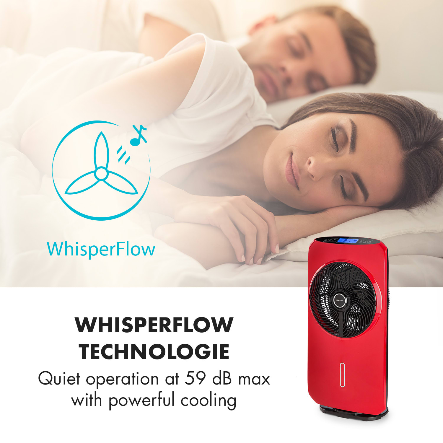 Klarstein Cool Tropic, stojanový ventilátor so zvlhčovačom vzduchu, 48 W, 2820 m³/h, červený – Obrázok 3