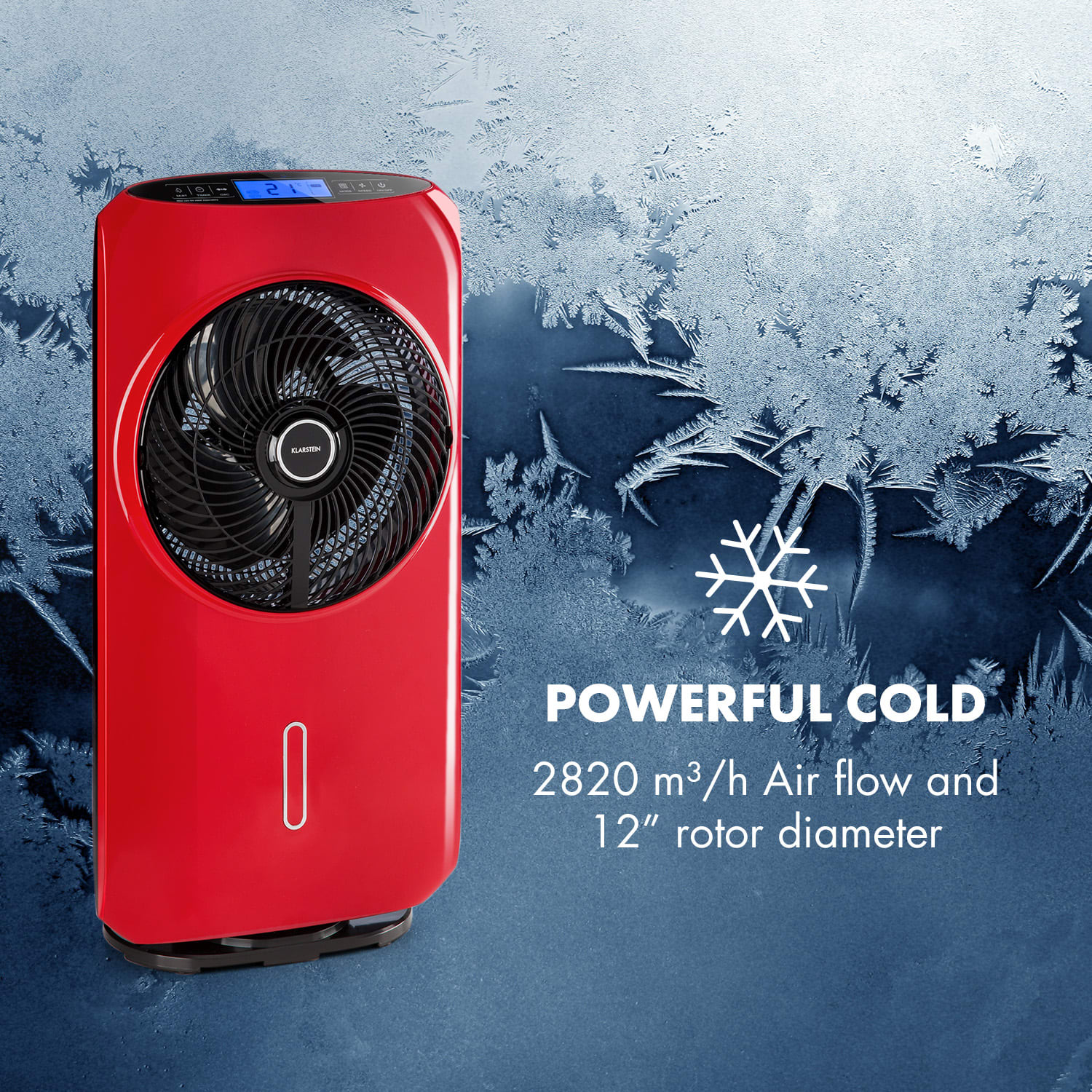 Klarstein Cool Tropic, stojanový ventilátor so zvlhčovačom vzduchu, 48 W, 2820 m³/h, červený – Obrázok 4