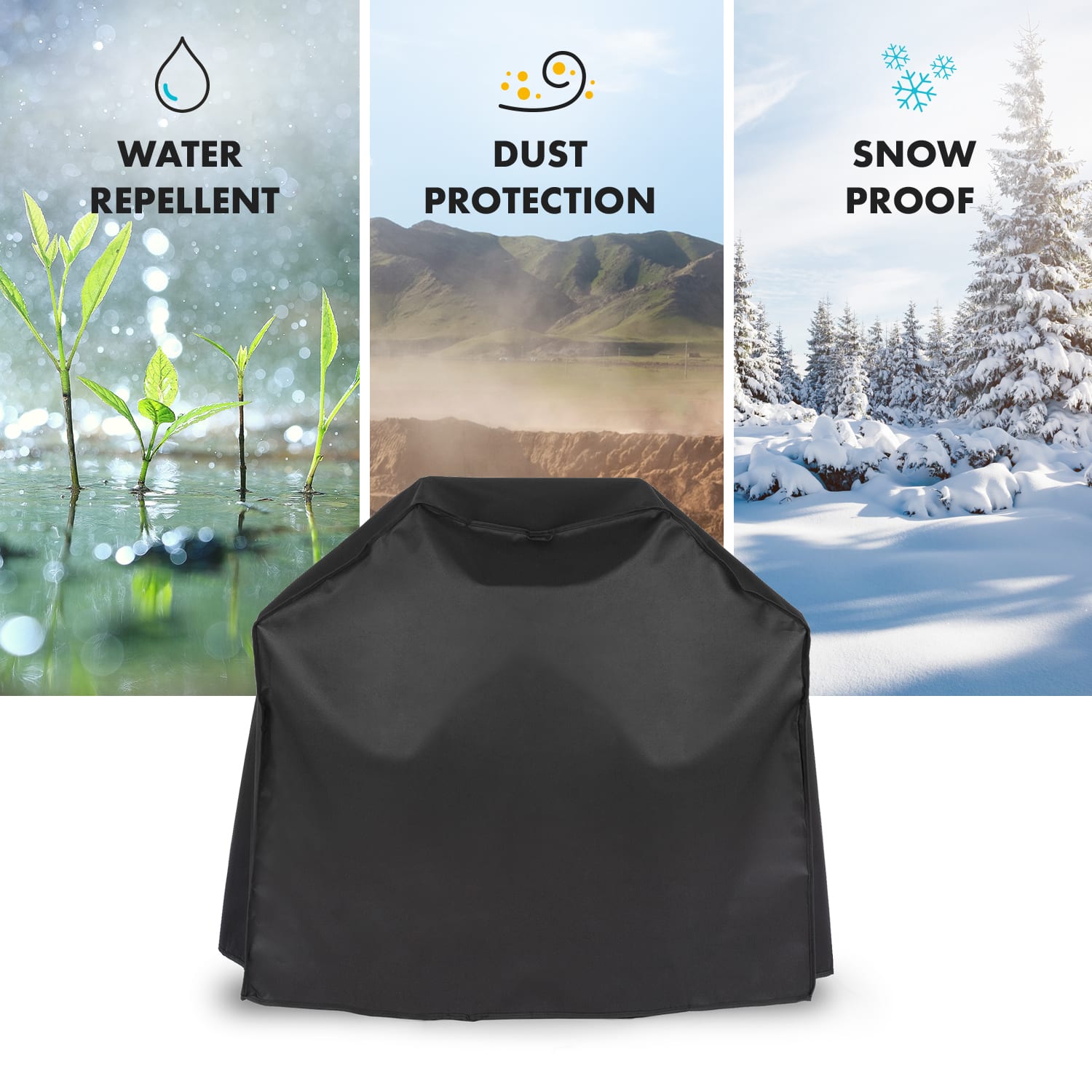Klarstein Lucifer 2.0 Cover, ochranný kryt na plynový gril, 600D plátno, 30/70 % PE/PVC, čierny – Obrázok 3