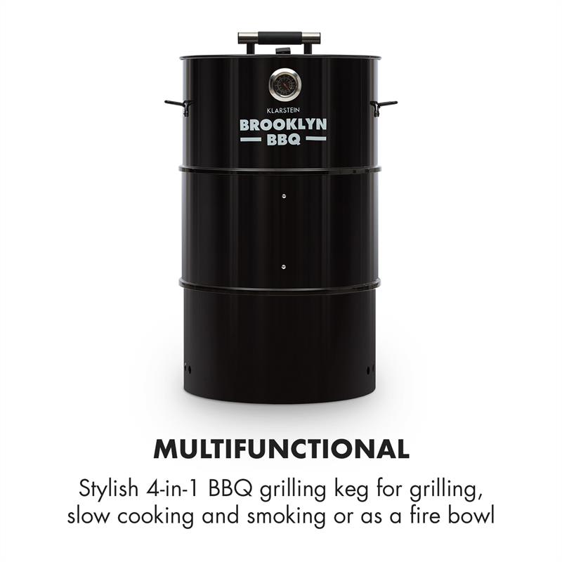 Klarstein Brooklyn-BBQ, 4 v 1 grilovací súdok, Ø 42 cm, oceľ, práškové lakovanie – Obrázok 2