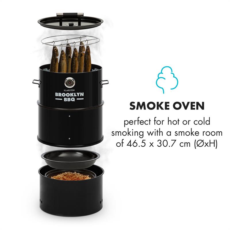 Klarstein Brooklyn-BBQ, 4 v 1 grilovací súdok, Ø 42 cm, oceľ, práškové lakovanie – Obrázok 3