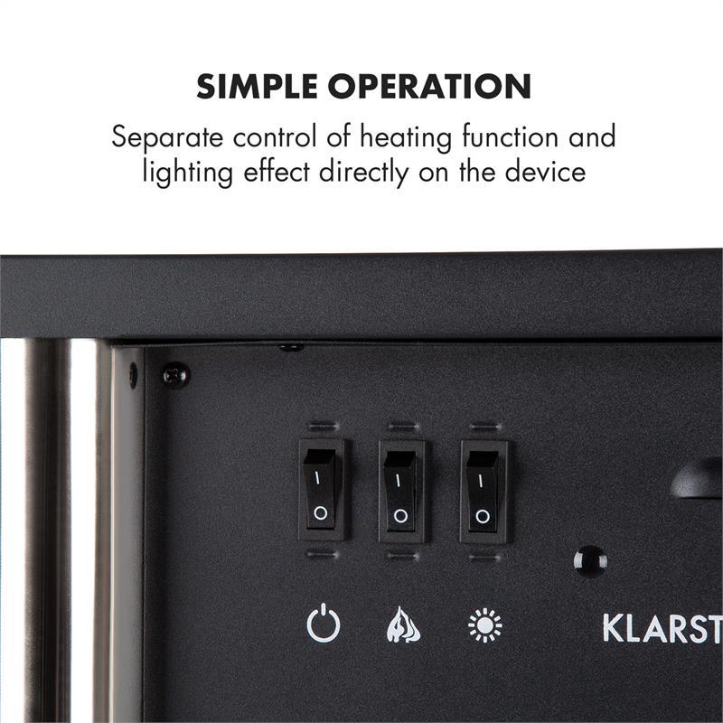 Klarstein Copenhagen Big, elektrický krb, 950/1900 W, termostat, čierny – Obrázok 4