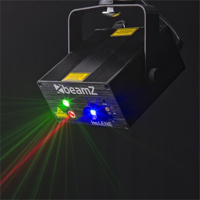 Beamz Helene Double Laser RG, dvojitý laser, multibodový, IRC, 3W, modré LED svetlo – Obrázok 2