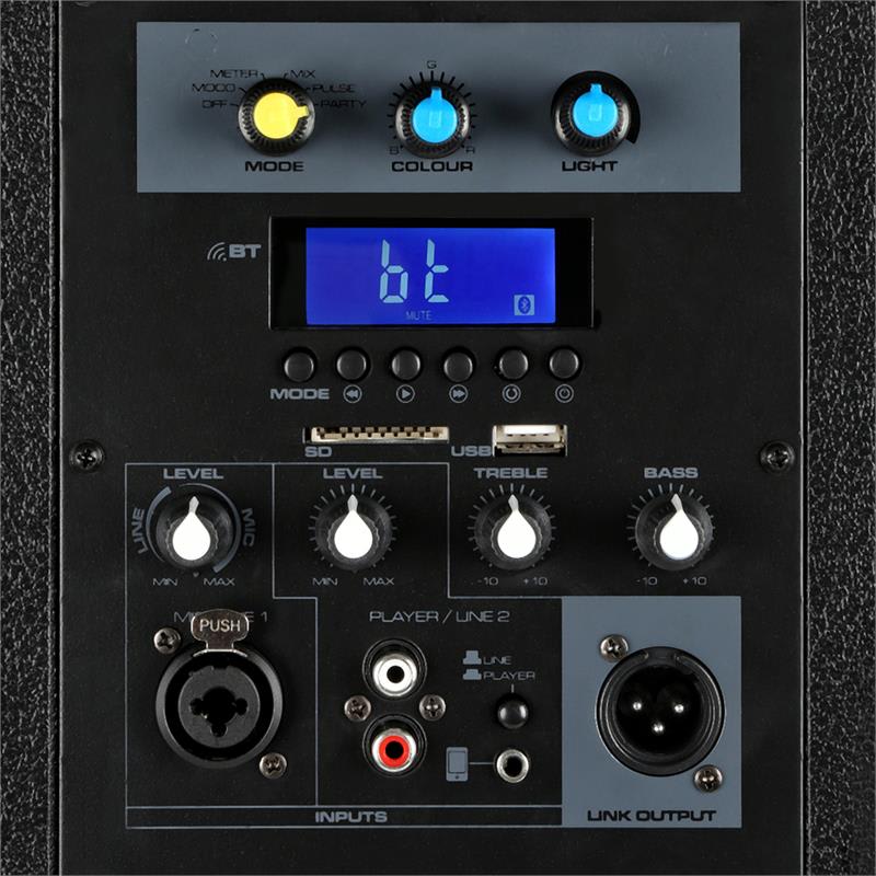 Vonyx LM65, PA reproduktor, bluetooth, 5 osvetľovacích režimov, 400W, čierna farba – Obrázok 3