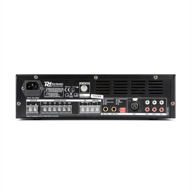 Power Dynamics PBA60, 100 V zosilňovač, 60 W, USB/SD port, MP3, bluetooth – Obrázok 2