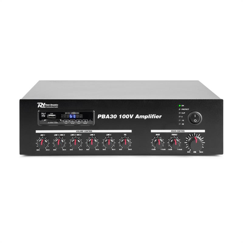 Power Dynamics PBA30, 100 V zosilňovač, 30 W, USB/SD, MP3, bluetooth