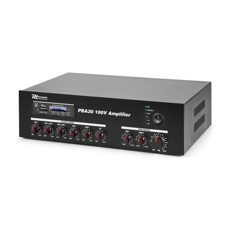 Power Dynamics PBA30, 100 V zosilňovač, 30 W, USB/SD, MP3, bluetooth – Obrázok 4