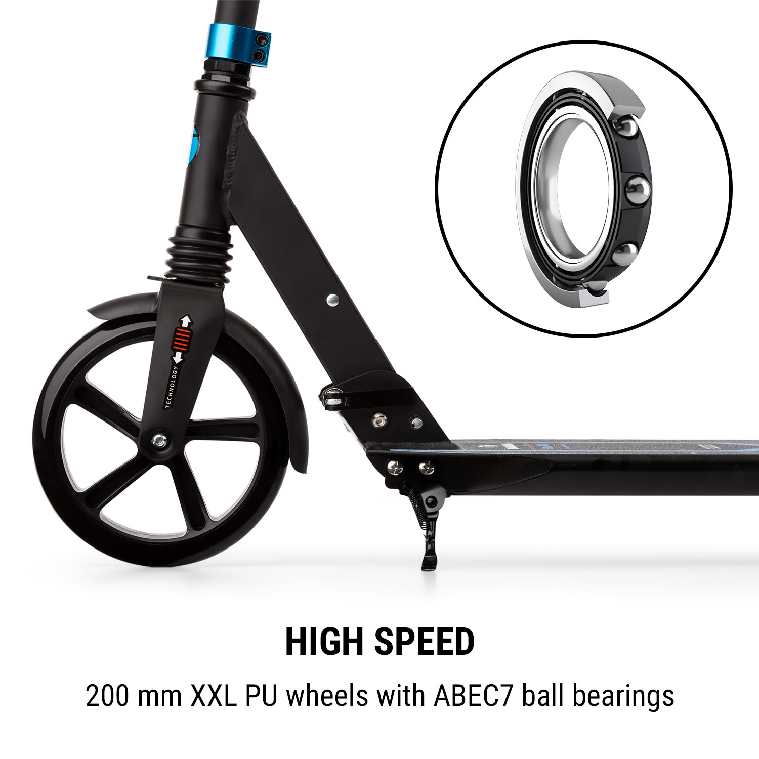 Takira Float, kolobežka, 200 mm PU kolesá, ABEC7, rukoväte AS-soft grips, systém 1 kliknutia – Obrázok 4