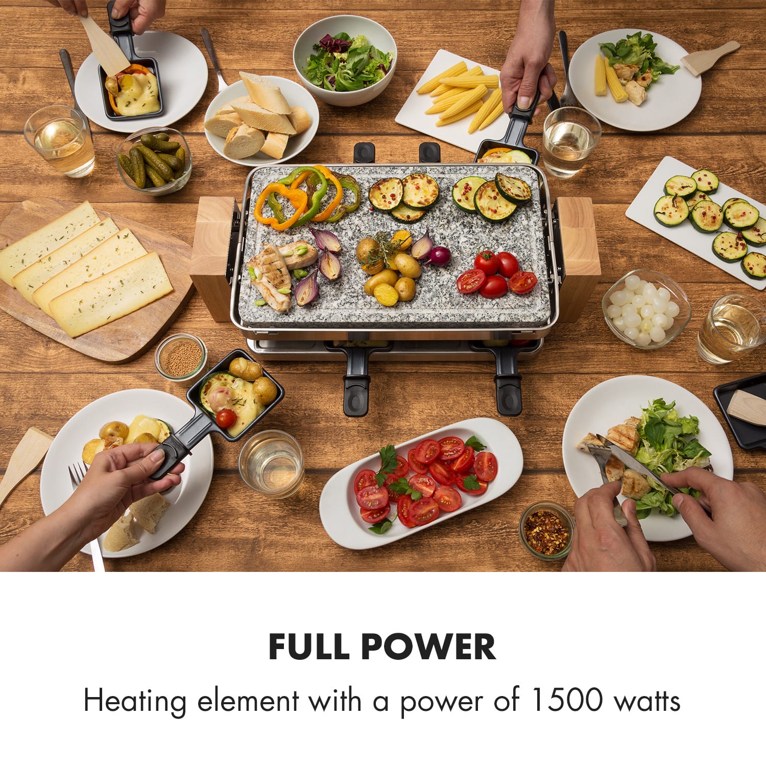 Klarstein Prime-Rib, raclette gril, 1500 W, platňa z prírodného kameňa, konštrukcia z nehrdzavejúcej ocele