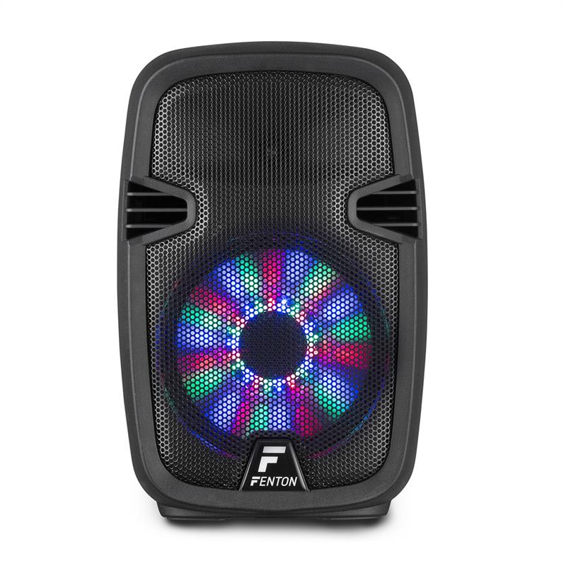 Fenton FT8LED, aktívny reproduktor, 8“, 300 W, BT/USB/SD/AUX, LED, 2,2 Ah akumulátor