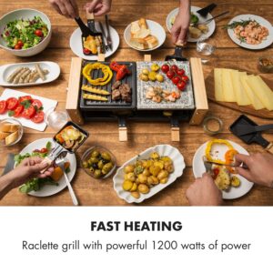 Klarstein Chateaubriand Nuovo, raclette gril, 1200 W, grilovacia platňa, hliník/kameň, pre 8 osôb