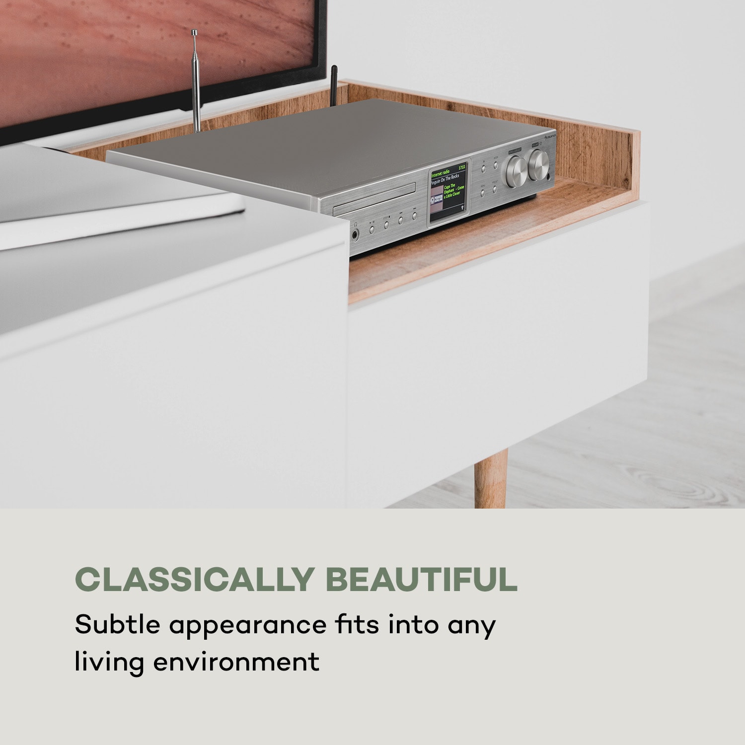 Auna iTuner CD, HiFi receiver, internetové/DAB+/FM rádio, CD prehrávač, WiFi, strieborný