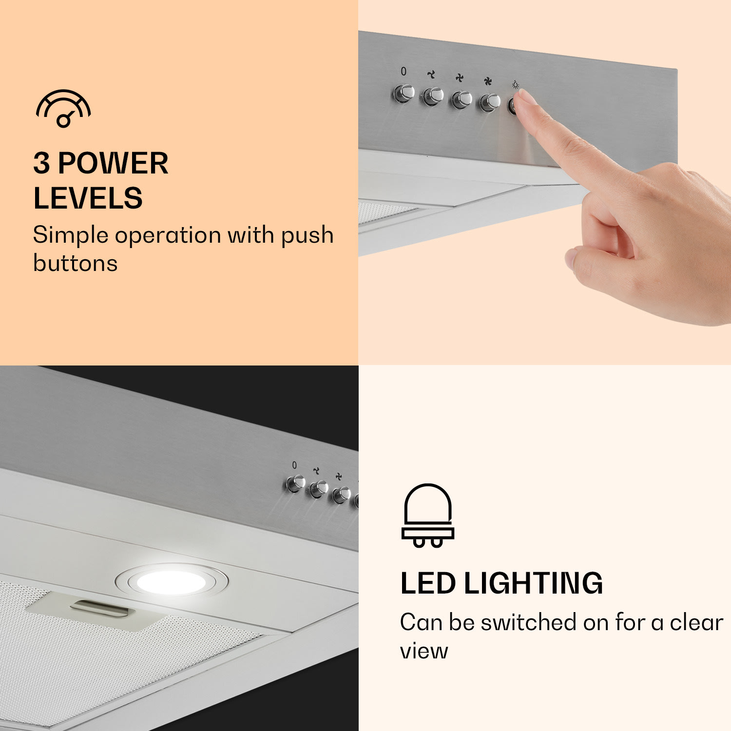 Klarstein Zarah 90, digestor, 90 cm, 600 m³/h, LED, ušľachtilá oceľ – Obrázok 2