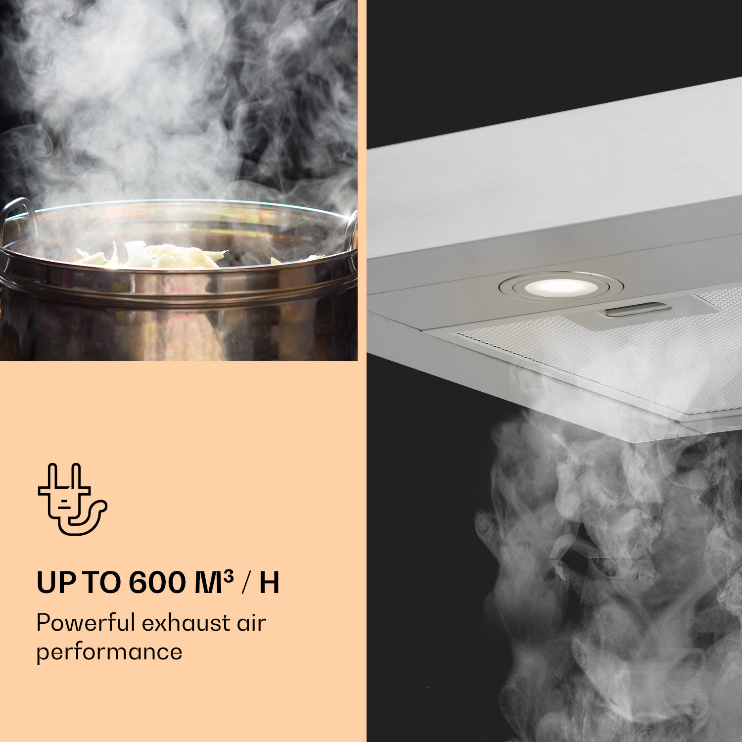 Klarstein Zarah 90, digestor, 90 cm, 600 m³/h, LED, ušľachtilá oceľ – Obrázok 3