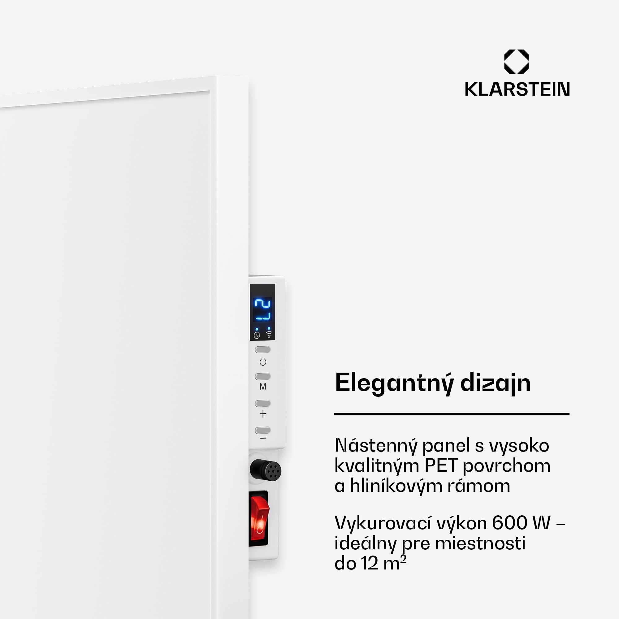 Klarstein Wonderwall 600 Smart, infračervený ohrievač, 60 x 100 cm, 600 W, týždenný časovač, IP24, biely – Obrázok 2