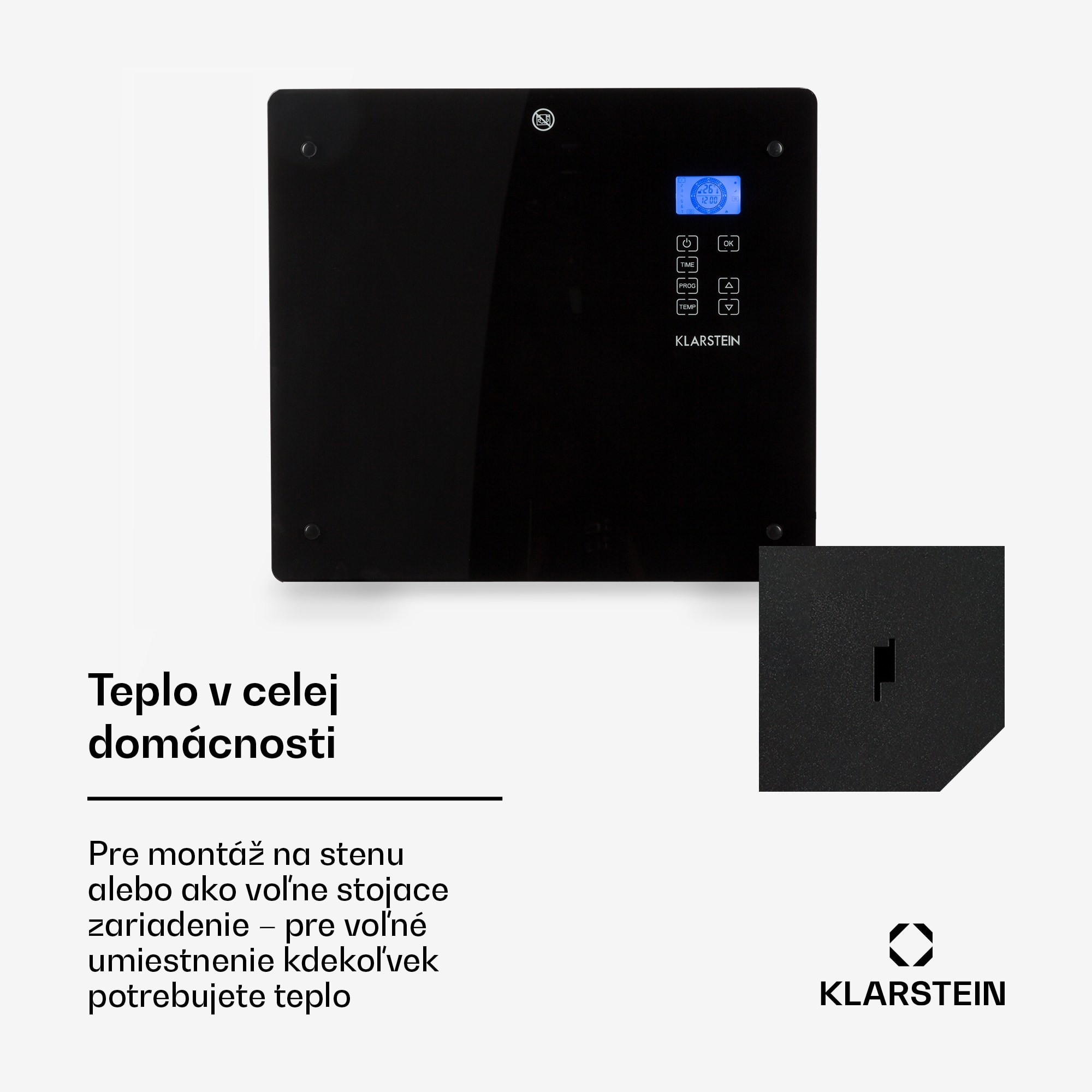 Klarstein Norderney, konvektor, 1000 W, termostat, časovač, 20 m², čierny – Obrázok 3