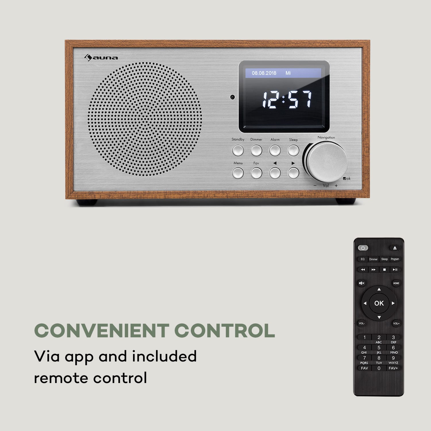 Auna Silver Star Mini, internetové DAB+/FM rádio, WiFi, BT, DAB+/FM, dub – Obrázok 2