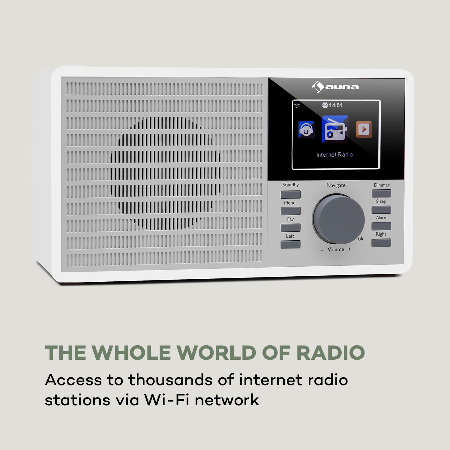 Auna IR-160, internetové rádio, WiFi, USB, AUX, UPnP, 2.8" TFT-displej, diaľkové ovládanie, biela farba – Obrázok 2