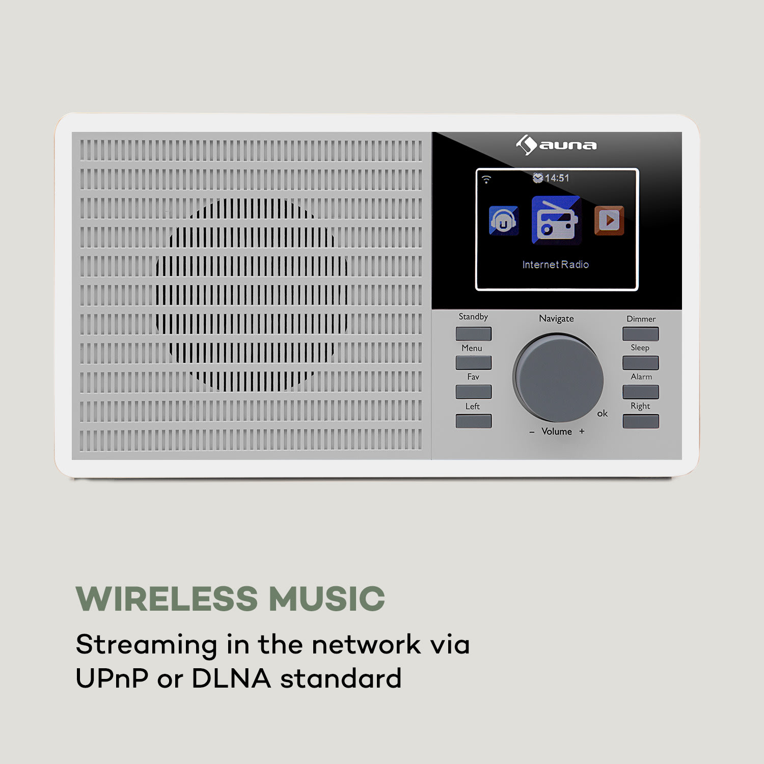 Auna IR-160, internetové rádio, WiFi, USB, AUX, UPnP, 2.8" TFT-displej, diaľkové ovládanie, biela farba – Obrázok 4