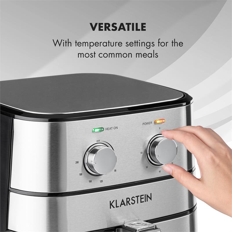 Klarstein AeroVital, teplovzdušná fritéza, 1700 W, 5 l, časovač, nehrdzavejúca oceľ, strieborná – Obrázok 3