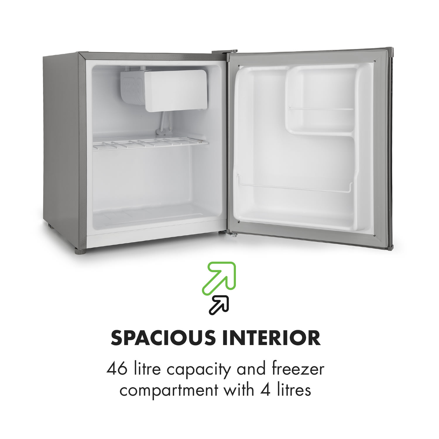 Klarstein Snoopy Eco, mini chladnička, mraziaci priečinok, 41 l, energet. trieda F, 39 dB, čierna – Obrázok 2