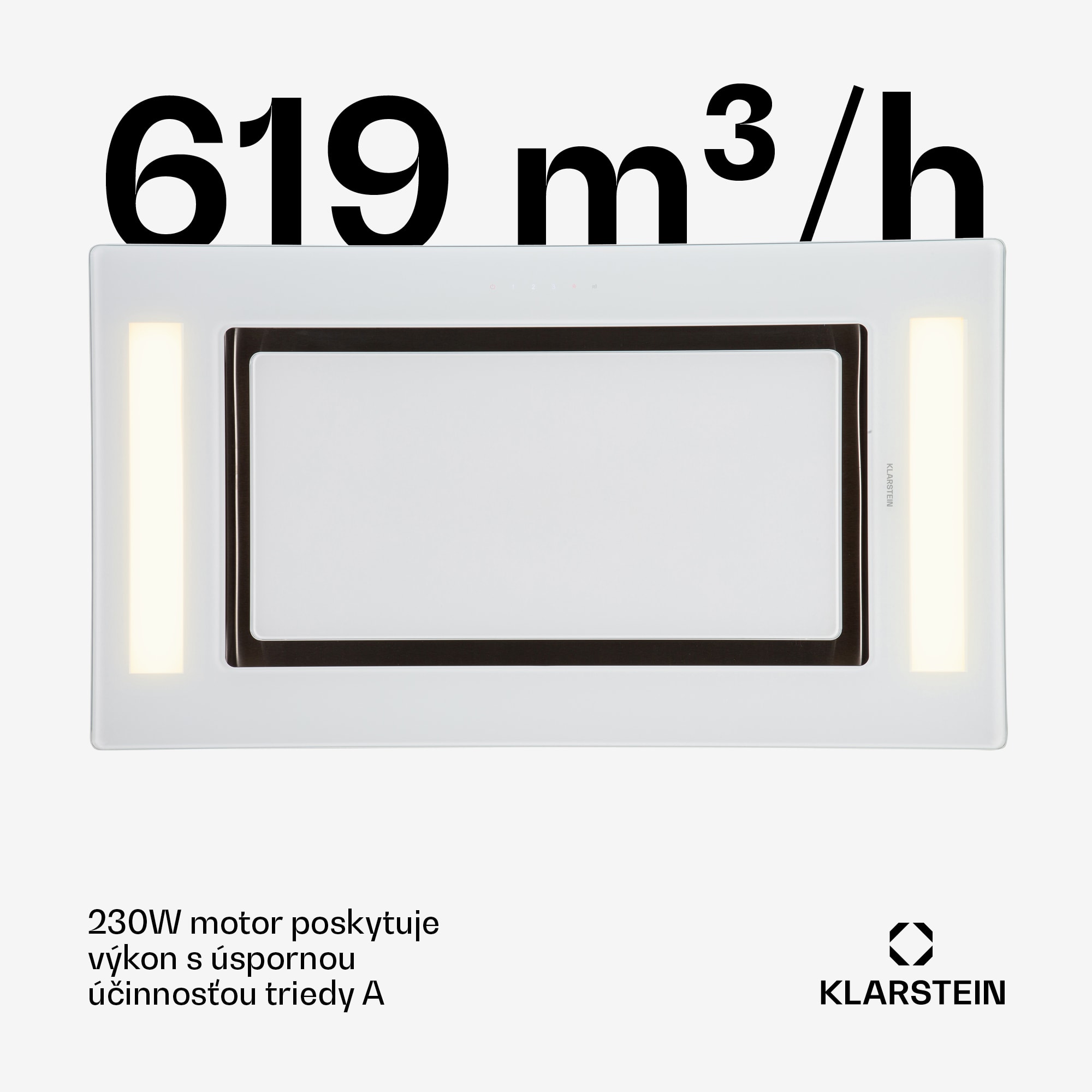 Klarstein Remy, digestor, 90 cm, stropný, 630 m³/h, diaľkové ovládanie, biely – Obrázok 3