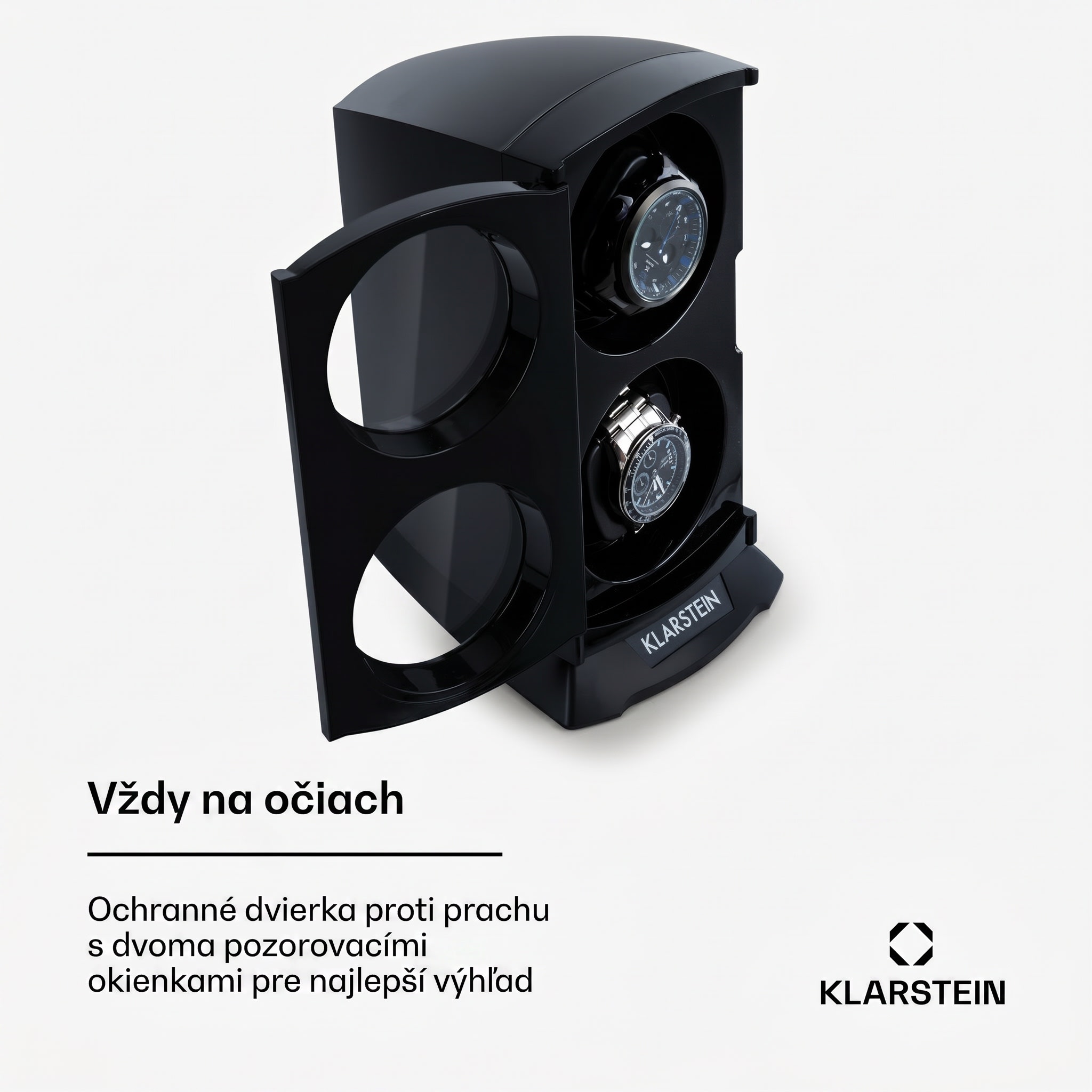Klarstein St. Gallen Premium, naťahovač na hodinky, 2 hodiniek, 4 rýchlosti, čierny